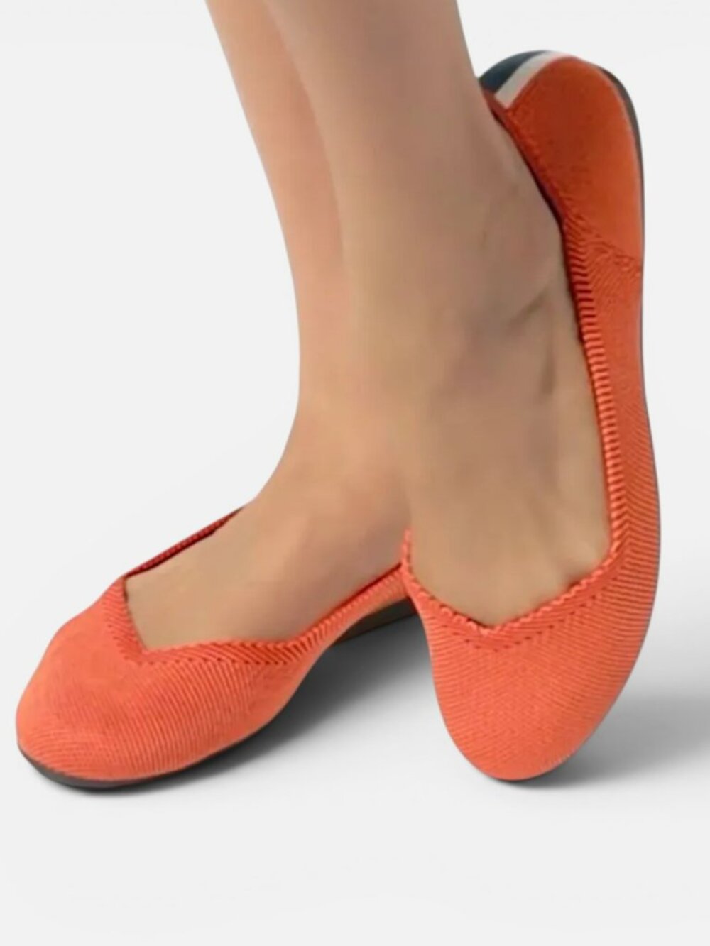 Rothy’s The Flat Retired Persimmon Marine Heel Stripe Size 10 Orange Knit